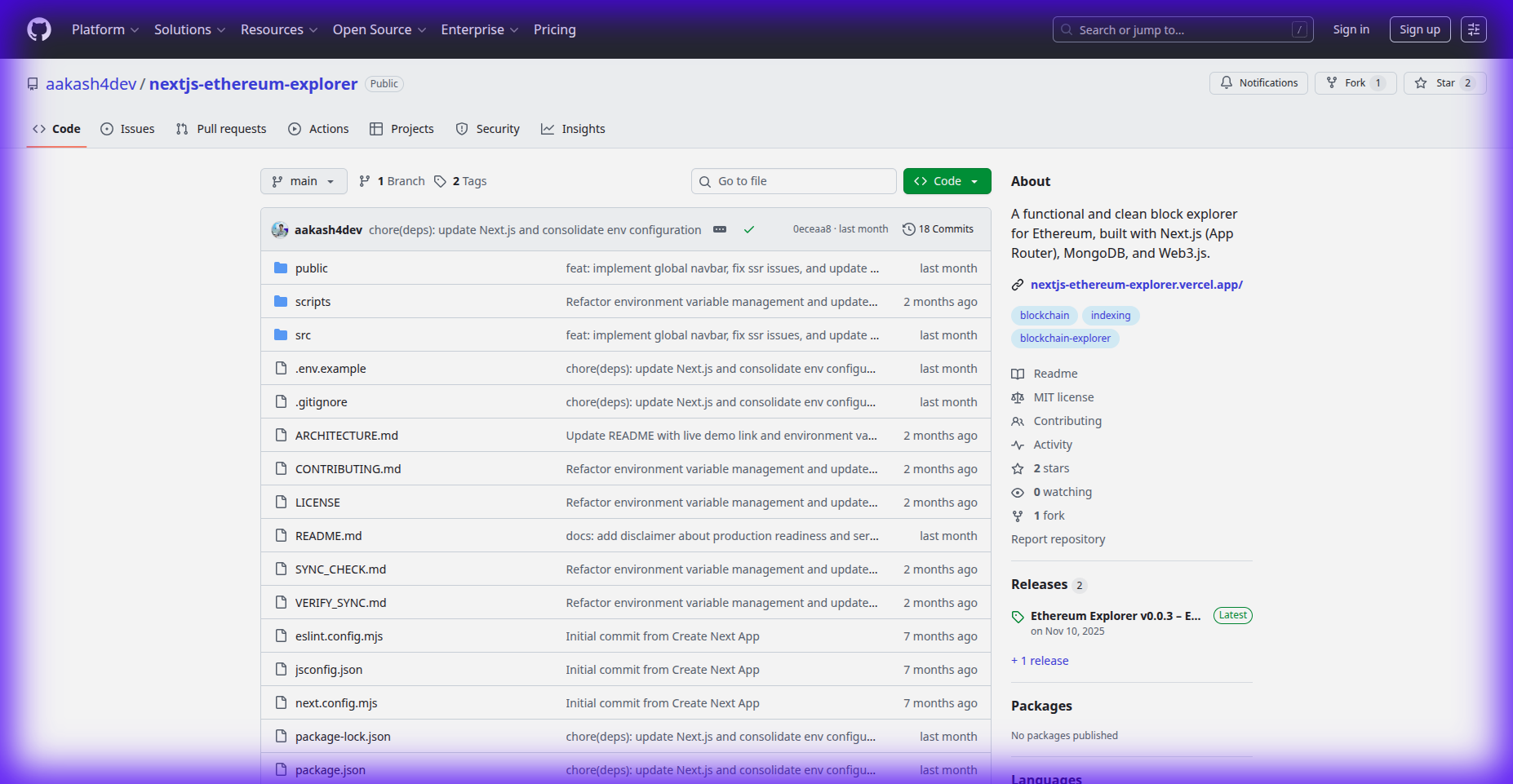 Next.js Ethereum Explorer